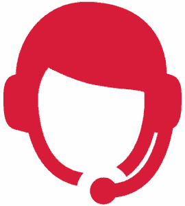 Red customer service icon.