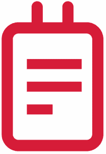 Red donation form icon.