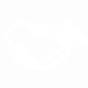 White media relations handshake icon.